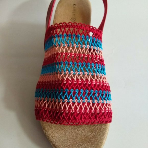 NEW KAREN SCOTT Fabric Woven Mesh Wedge Sandals - Picture 3 of 4